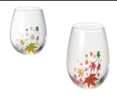 Chilled Colour-Changing Autumn Leaves Free Glass Pair (Stemless, Set of 2)